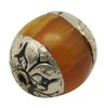 Amber, handgemaakte Tibetaanse Mila kraal, 10mm, met sterling zilveren afwerking