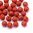 Cinnabar kralen, rood met handgesneden motief, 11m. Verkocht per 50 stuks