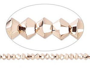 Swarovski kristal, Xilion bicones, 3mm, rose gold 2x