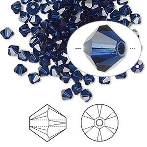 Swarovski kristal, Xilion bicone, 4mm, dark indigo. Verkocht per verpakking van 15 stuks