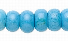 Turquoise, blauw, rondelle kralen, 14x9mm. Per snoer van 22 kralen (rijglengte 19,8mm)