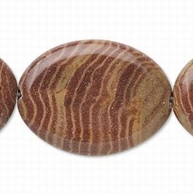 Zebrasteen, plat ovale kralen, 35x26mm