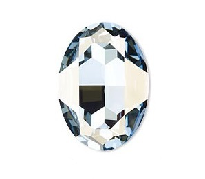 Swarovski kristal, fancy stone, ovaal 30x22mm, crystal blue shade met zilverfoil rug