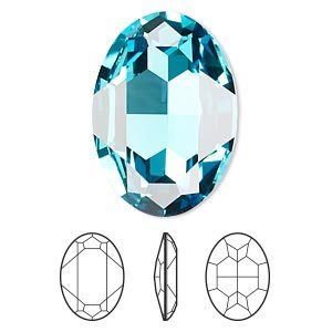 Swarovski kristal, fancy stone, ovaal 30x22mm, light turquoise met zilverfoil rug