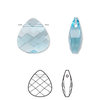 Swarovski kristal, platte briolette 15x14mm, aquamarine