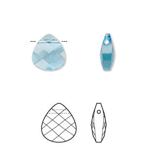 Swarovski kristal, platte briolette 11x10mm, aquamarine