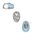 Zilverplated kraal, kinderschoentje met lichtblauw emaille, 15x10mm met een gat van 5mm