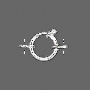 Sterling zilveren nautisch slot, rond 14mm met 2 achtvormige componenten (dubbele ringen)