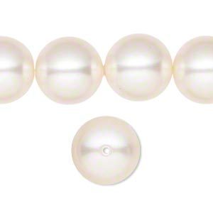 Swarovski kristal, ronde parels, rond 14mm, cream. Per 3 stuks