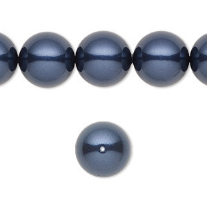 Swarovski kristal, ronde parels, 12mm, night blue. Per 4 stuks