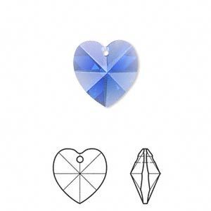 Swarovski kristal, hanger hart, 14x14mm, sapphire. Verkocht per stuk