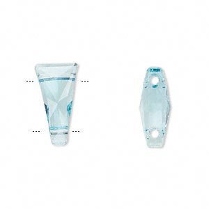 Swarovski kristal, keystone kraal, dubbel rijggat, 17x9mm, aquamarine. Verkocht per stuk