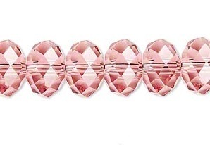 Swarovski kristal, rondelle kralen, 12x8mm, rose peach. Verkocht per 2 stuks