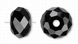 Swarovski kristal, rondelle kraal, 18x12mm, rijggat 3,5mm, jet. Verkocht per stuk