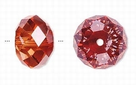 Swarovski kristal, rondelle kraal, 18x12mm, rijggat 3,5mm, red magma. Verkocht per stuk