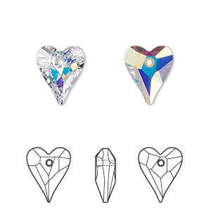 Swarovski kristal, wild hart hangers, 12x10mm, crystal AB. Verkocht per stuk