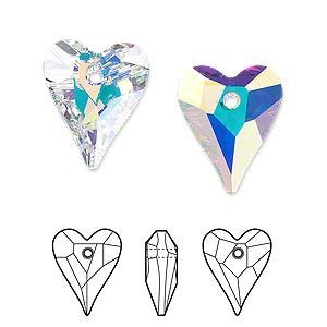 Swarovski kristal, wild hart hanger, 17x14mm, crystal AB. Verkocht per stuk
