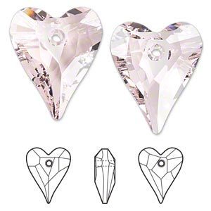 Swarovski kristal, wild hart hanger, 27x22mm, rosaline. Verkocht per stuk