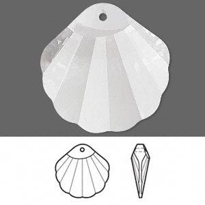Swarovski kristal, schelp hanger, 28x28mm, clear crystal. Verkocht per stuk