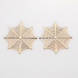 Lichtgewicht hangers / componenten spinnewebben, 42x0,7mm, rose goud verguld. Verkocht per 5 stuks