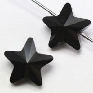 Swarovski kristal, ster kraal, 8mm, jet/zwart. Per 6 stuks