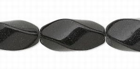 Blackstone, ovale twist kralen, 20x10mm. Per 10 stuks (20cm). Restant