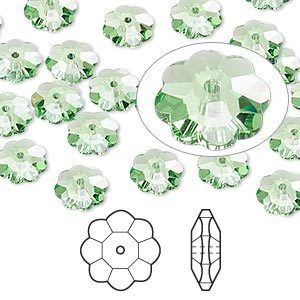 Swarovski kristal, lochrose flower kralen, 8mm, peridot. Per 4 stuks (restant)