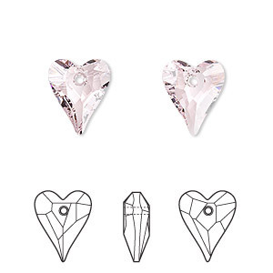 Swarovski kristal, wild hart hangers, 12x10mm, rosaline Verkocht per stuk