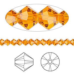 Swarovski kristal, Xilion bicone, 4mm, sun, 48 stuks