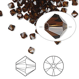 Swarovski kristal, Xilion bicone, 4mm, mocca, 48 stuks