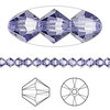 Swarovski kristal, Xilion bicone, 4mm, tanzanite, 15 stuks