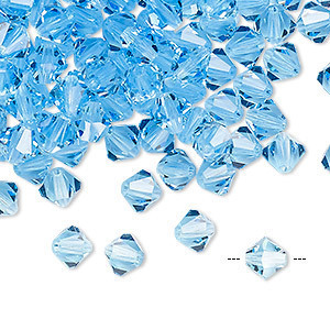 Swarovski kristal, Xilion bicone, 4mm, aquamarine, 15 stuks