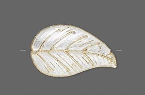 Cloisonné kralen, blad wit/goud, 27x16mm