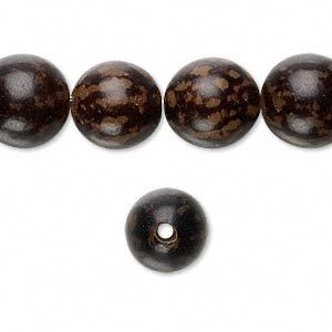 Buriwortel-hout. ronde kralen, ca. 12mm, donkerbruin. Verkocht per 10 stuks
