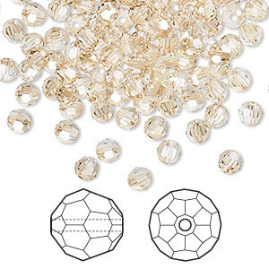 Swarovski kristal, ronde kralen, 4mm, crystal golden shadow. Verkocht per 36 stuks