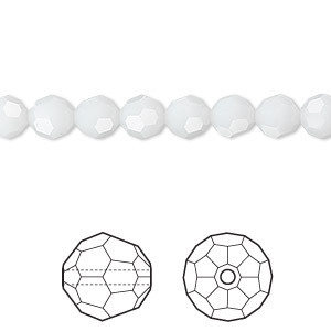 Swarovski kristal, ronde kralen, 6mm, white alabaster. Verkocht per 24 stuks